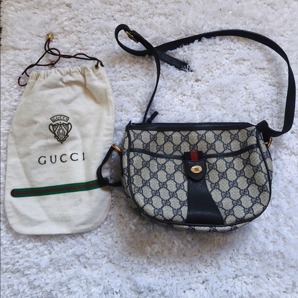 Gucci Handbags - Vintage 1970s Navy Gucci Monogram Bag